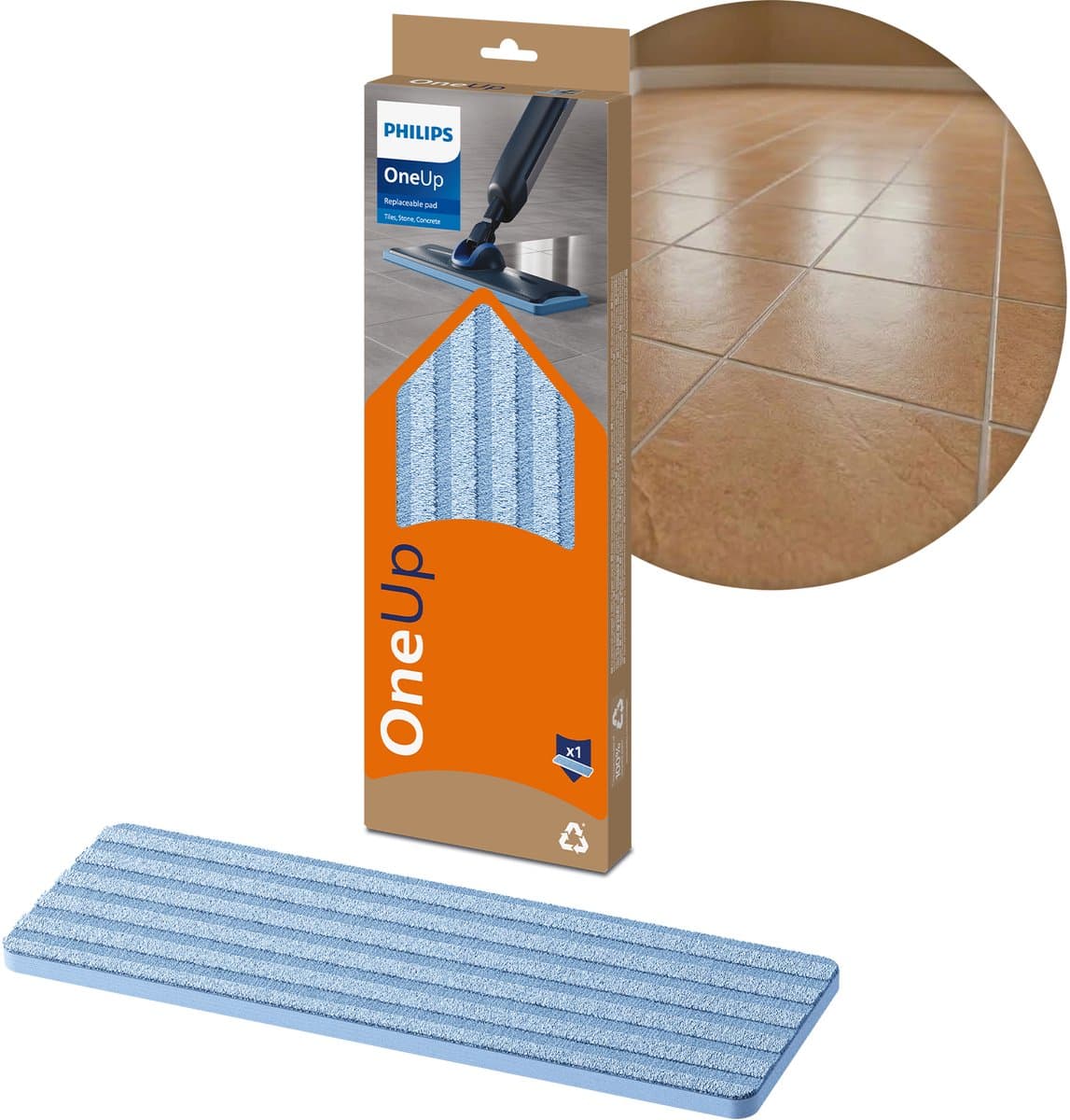 Philips OneUp - Vervangbare Dweildoek - Origineel - Voor Tegels - 1 Stuk - XV1883/10