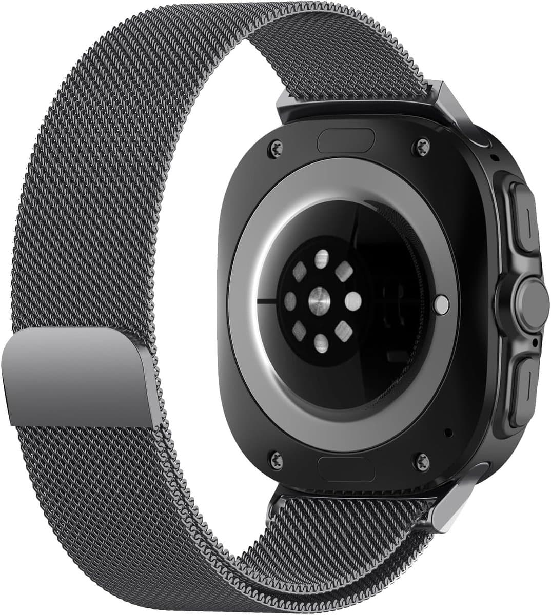 Stalen Milanese Horlogeband voor 47 mm Smartwatch, Magnetische Sluiting, Ultra Grijs, Duurzaam en Comfortabel