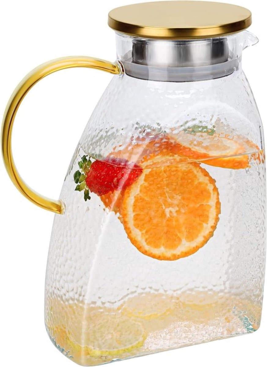 Doorzichtige Glazen Waterkan 1,8 l - Karaf met Deksel voor Koelkast - Drink Container voor Sap, Melk en dranken