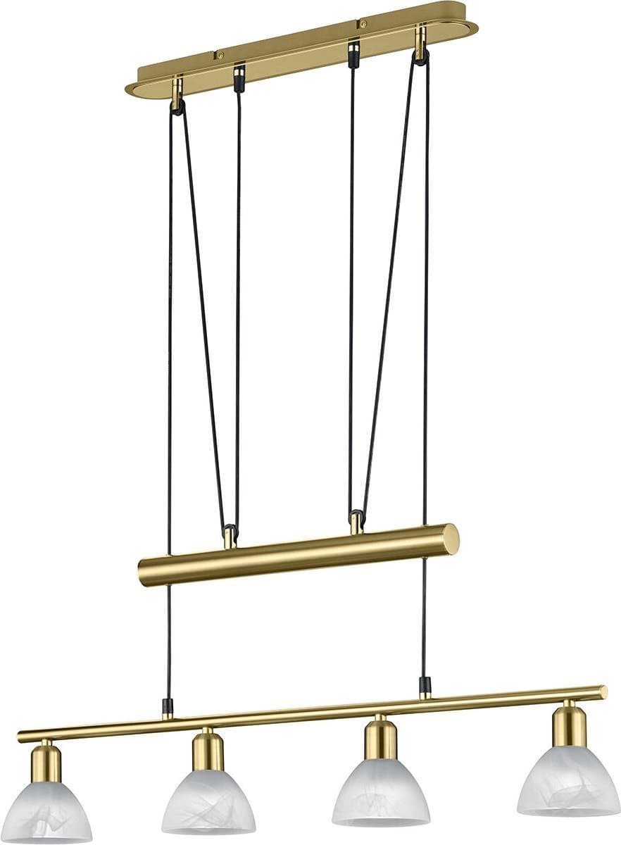 LED Hanglamp - Hangverlichting - Trion Levino - E14 Fitting - Warm Wit 3000K - 4-lichts - Rechthoek - Mat Goud - Aluminium