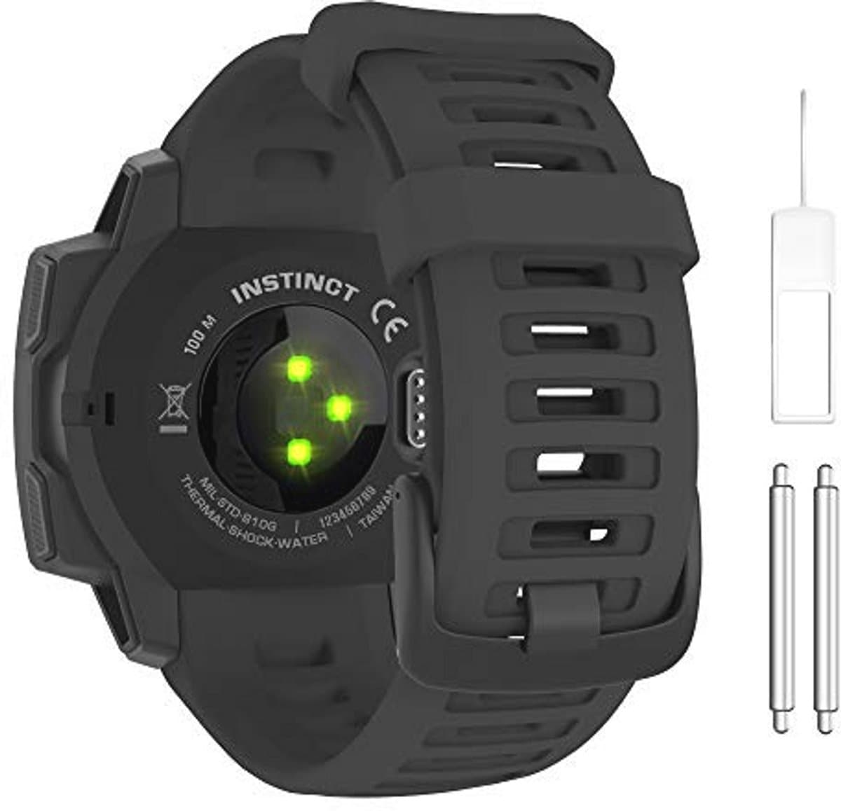 Zachte Silicone Sport Horlogeband 22mm voor GPS Smartwatches - Zwart