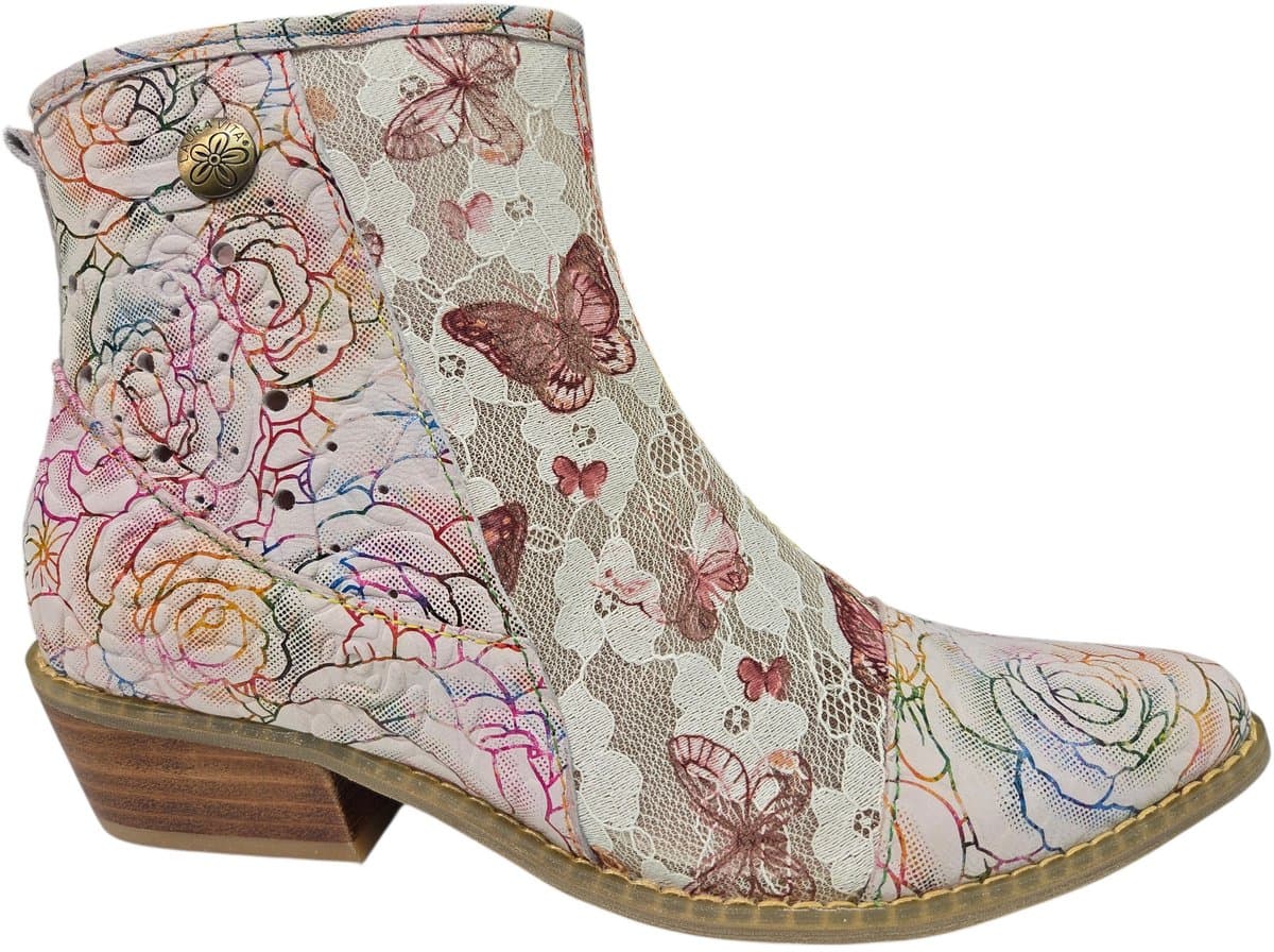 Laura Vita Hicnio 23 Poudre Enkellaarsjes Roze Leer en Mesh Dames - Roze - 37