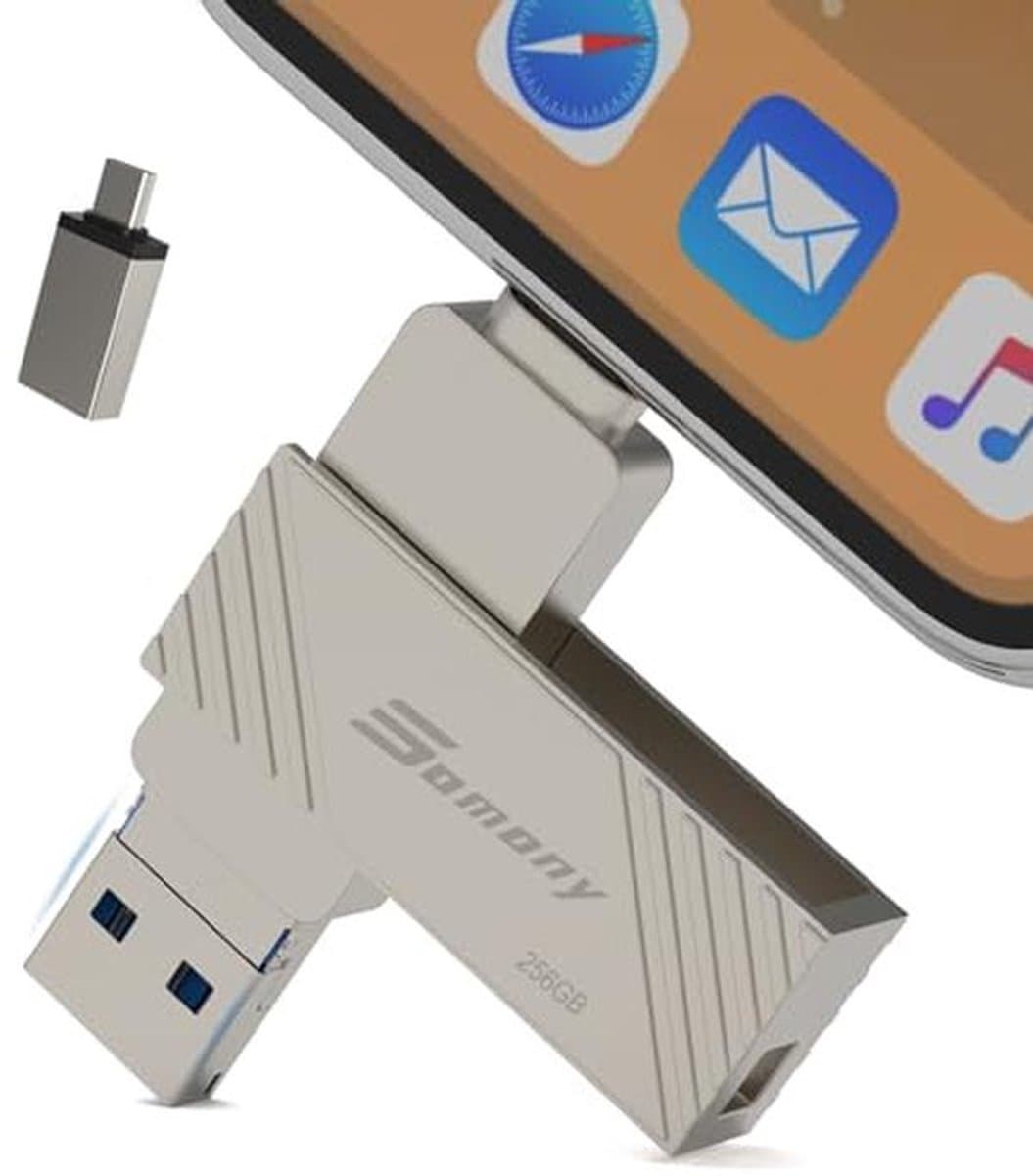 256 GB USB 3.2 Gen 1 Type-C Jump Drive - Metalen Behuizing, Draaibaar Design, Geschikt voor Telefoons en Tablets