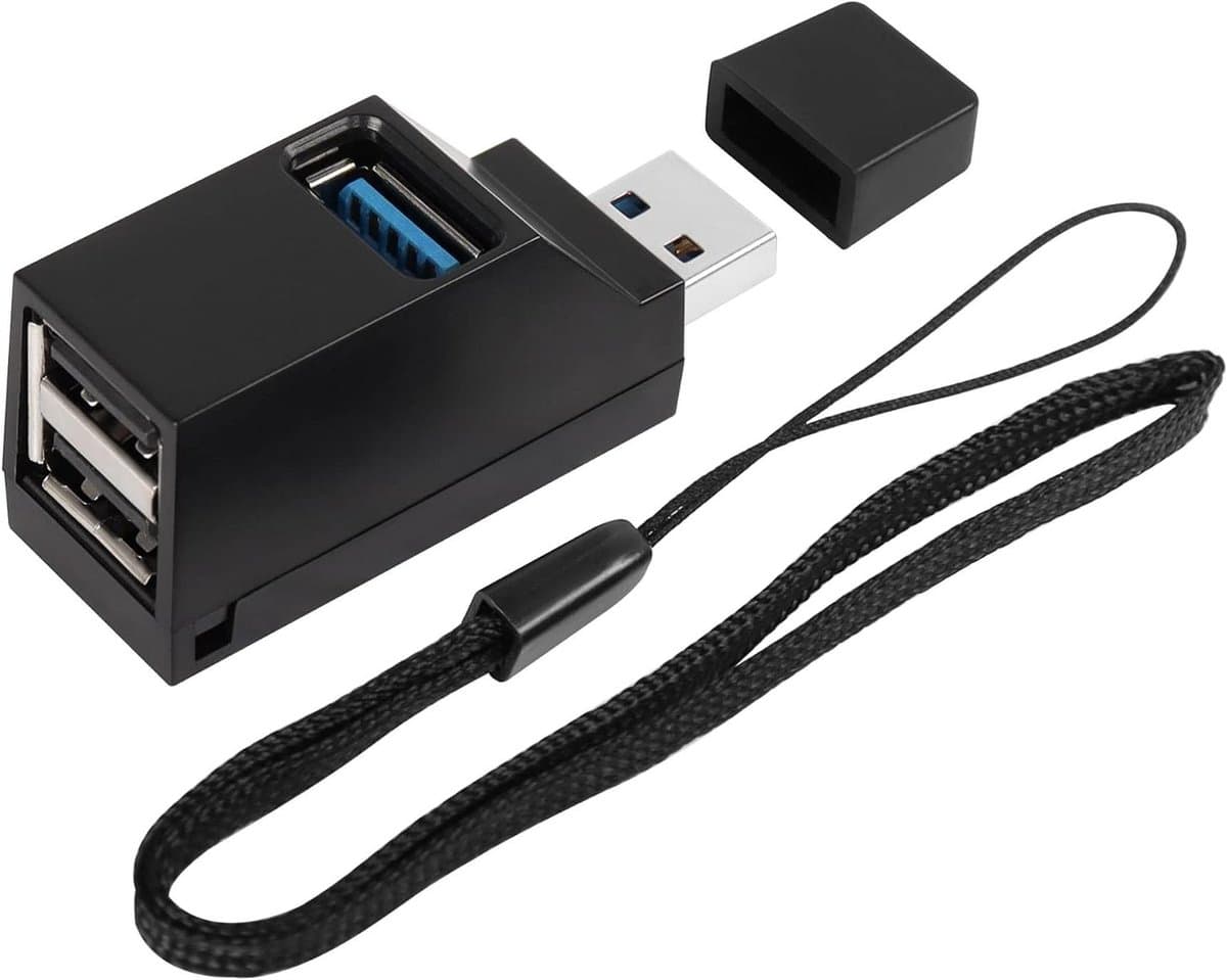 USB Hub Splitter - Poort Uitbreider - Extra Apparaten - Drie Poorten - 3.0 Snelheid - Zwart
