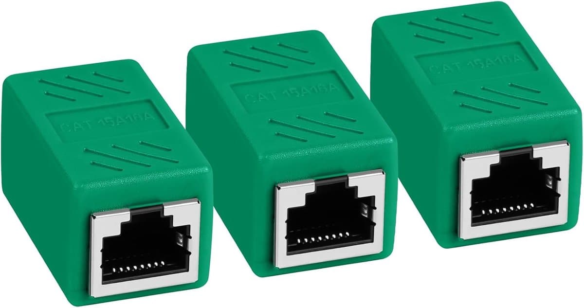 SnelShoppen - AXFEE RJ45 Coupling Cat7 - 3x CAT6 Coupling Connector - Ethernet Kabel Patch Kabel - Kabelverlenging LAN Connector - Groene Kleur - Voor