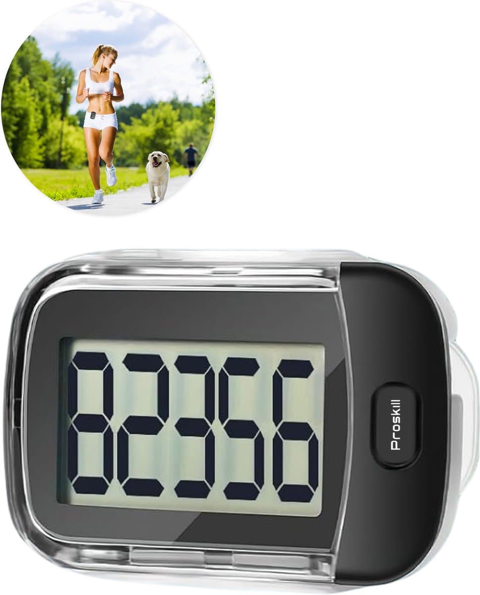 Proskill Stappenteller met Clip - Eenvoudige activity tracker - Broekzak -Geschikt voor dames, heren & kinderen - Wandelen & fitness