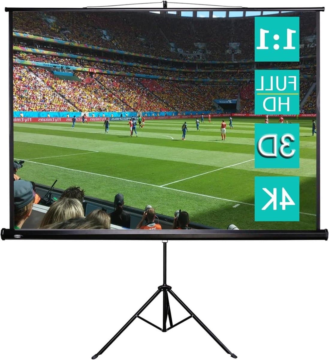 Projectiescherm met statief - Mobiel scherm - Home cinema - In hoogte verstelbaar - 85 inch - Wit