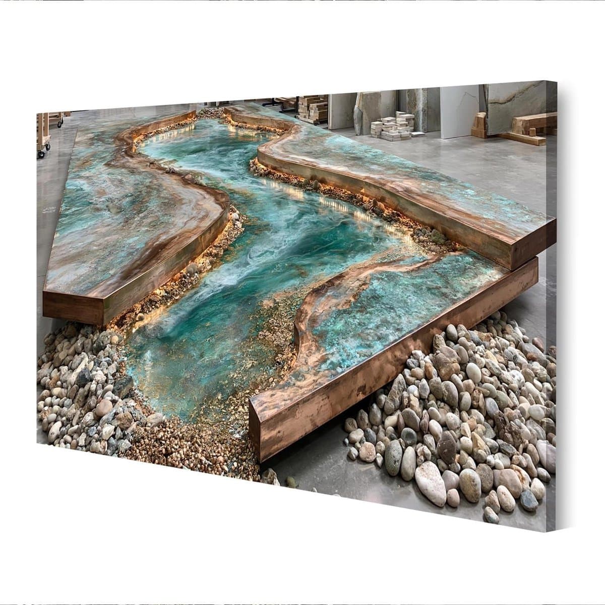 Canvas Afbeelding - Muurschildering Woonkamer - Muur Decoratie - Echte Canvasstructuur - 100x57cm - Turquoise Patina