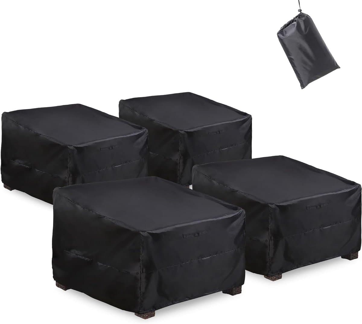Terrasstoelhoezen 4 stuks - Buitenstoelhoezen - Bescherming meubels - Waterdicht en winddicht - 35" L x 40" B - Zwart