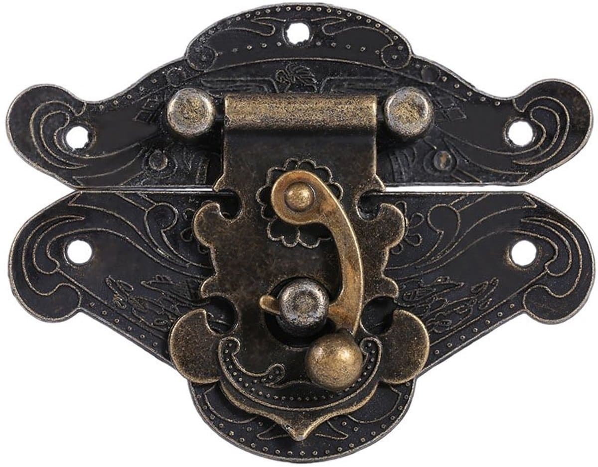 Dailygoody - Padlock Latch - Hasp Slot - Retro Design - Bruin - Lock Plate - Geschikt voor Houten Kisten - 3.2 inch
