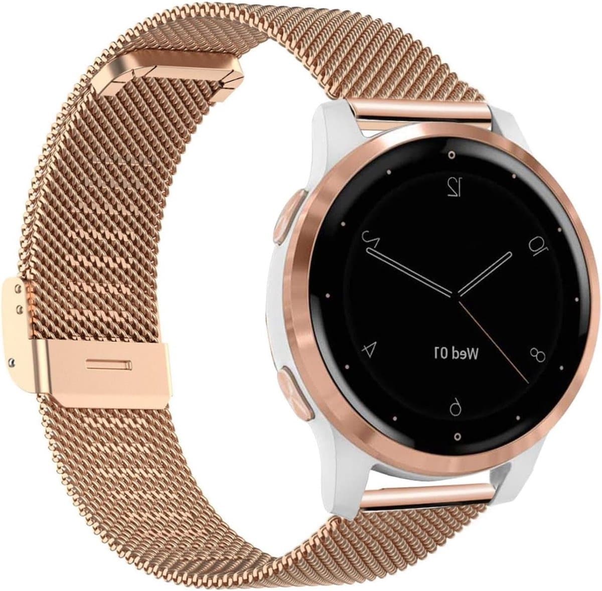 Stalen Mesh Horlogeband voor Garmin Vivoactive 4S, Vivomove 3S en Venu 2S, 18mm Snelle Bevestiging, Geschikt voor Dames en Fossil Gen 6