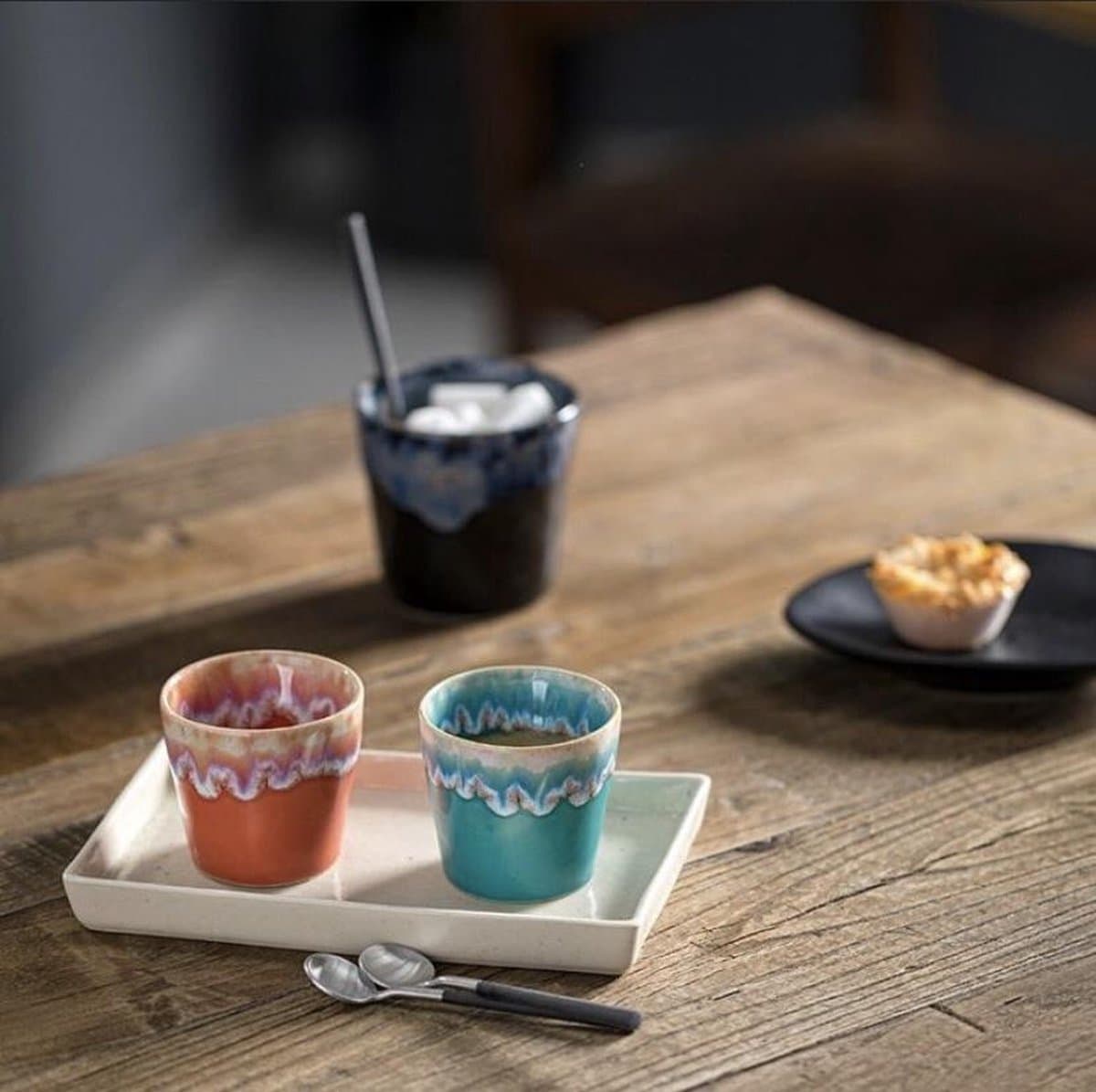 Costa Nova - servies - espresso kop - Grespresso turquoise - aardewerk - H 5,9 cm