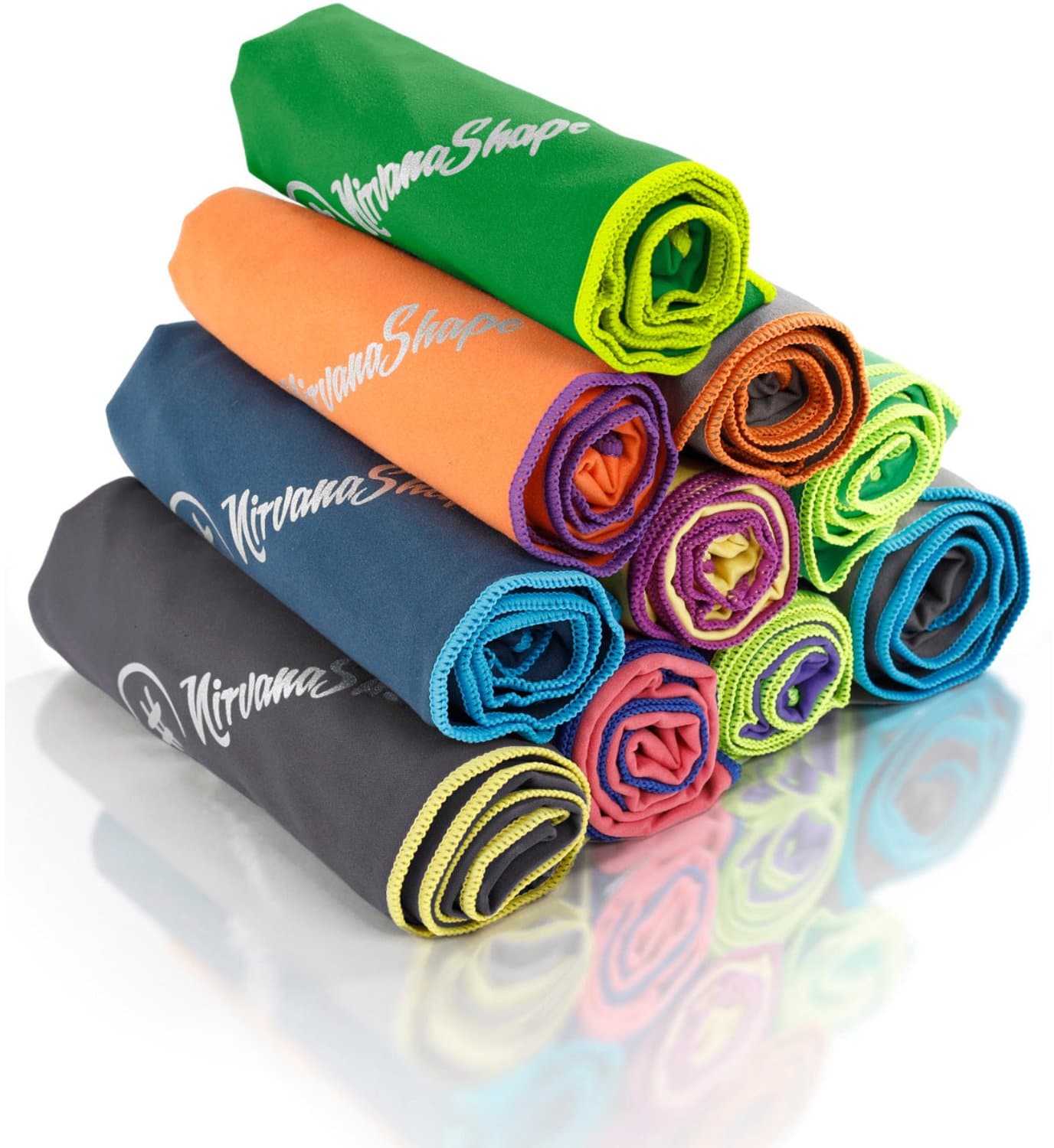 NirvanaShape - microvezel handdoek - microvezel reishanddoek - sneldrogend, ultralicht en zijdezacht - tot 8 keer meer absorberend - 200 x 100 cm - Groen / Gele Rand