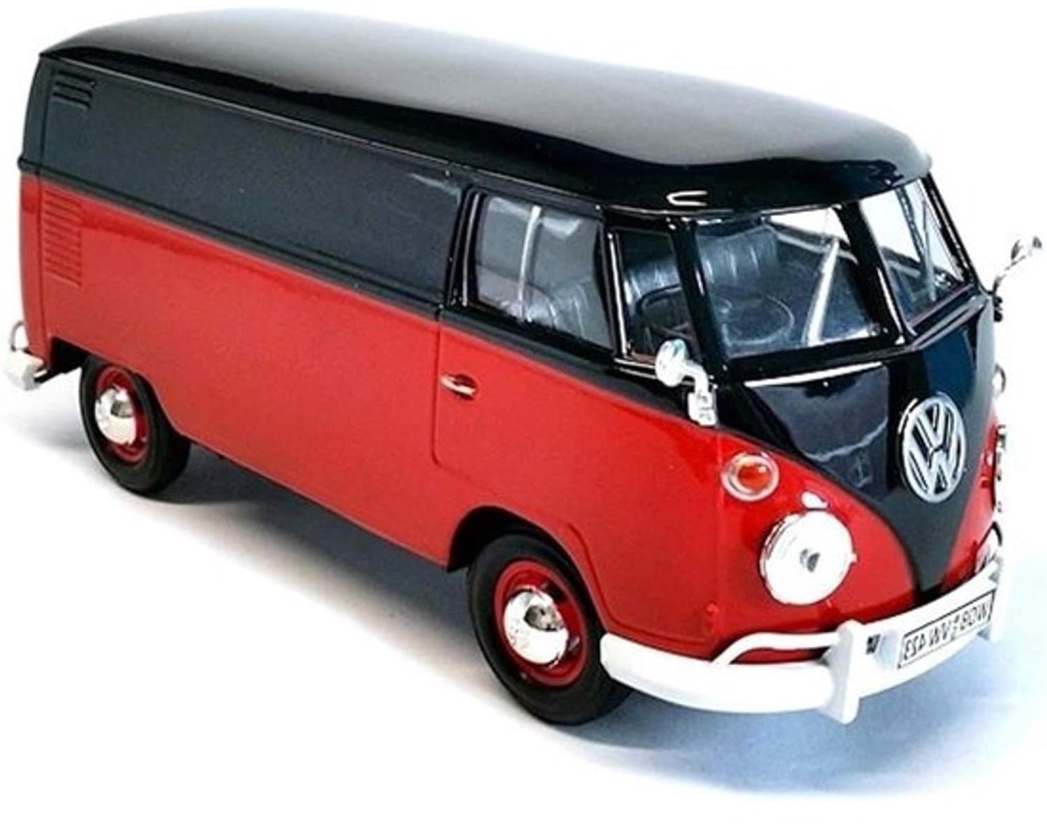 VW T1 Bus - Modelauto - Verzamelen - Getrouwe schaaluitvoering - 1:24 - Zwart Rood