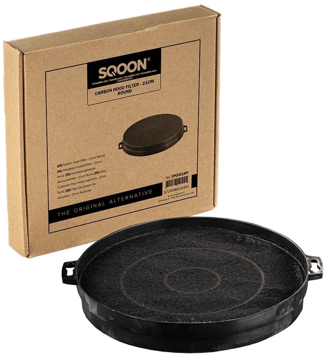 SQOON® Koolstoffilter afzuigkap Ø21 cm geschikt voor Whirlpool, Bauknecht, Bosch, Siemens - Gelijk aan model: C00027838, 71X8574, 49018362 - Voor effectieve geur- en vetfiltering in uw keuken.