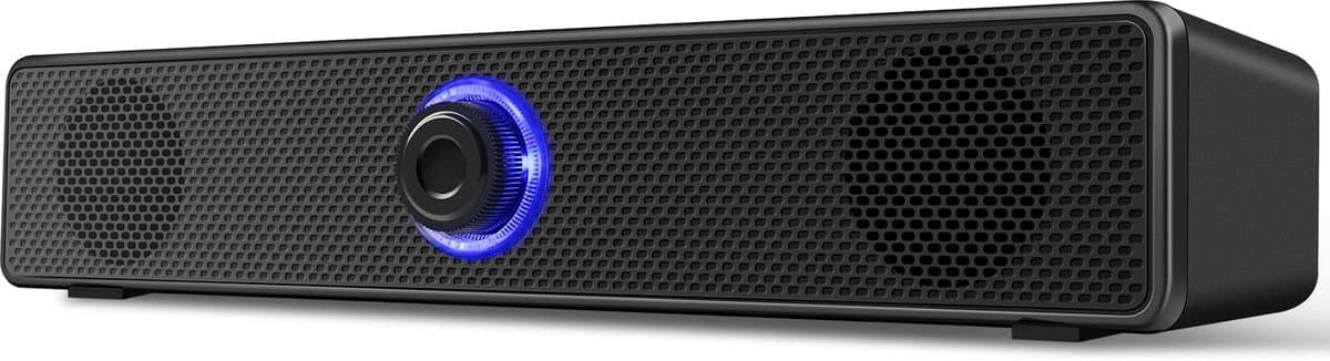 JeiibrZui Bluetooth computerluidspreker - monitorluidspreker - grote verlichte draaiknop, 3,5 mm audio- en USB-interface - 1 stuk - universeel + zwart