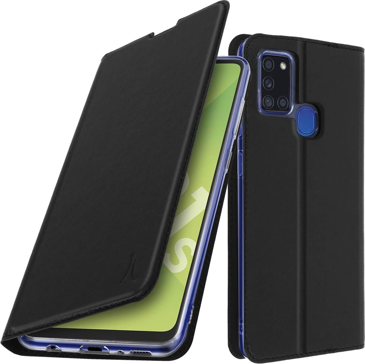 Bookcase Geschikt voor Samsung Galaxy A21s met Kaarthouder Video Standaard Akashi zwart