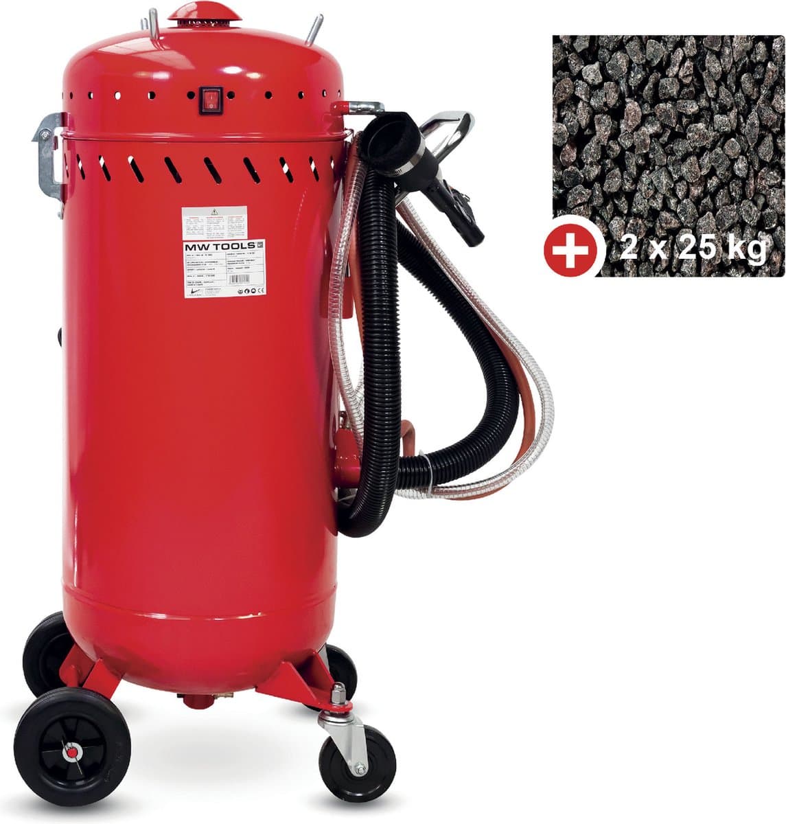 Mobiele straaltank 106 liter + 2 zakken straalmiddel SBLM050 MW Tools CAT03010PACK1