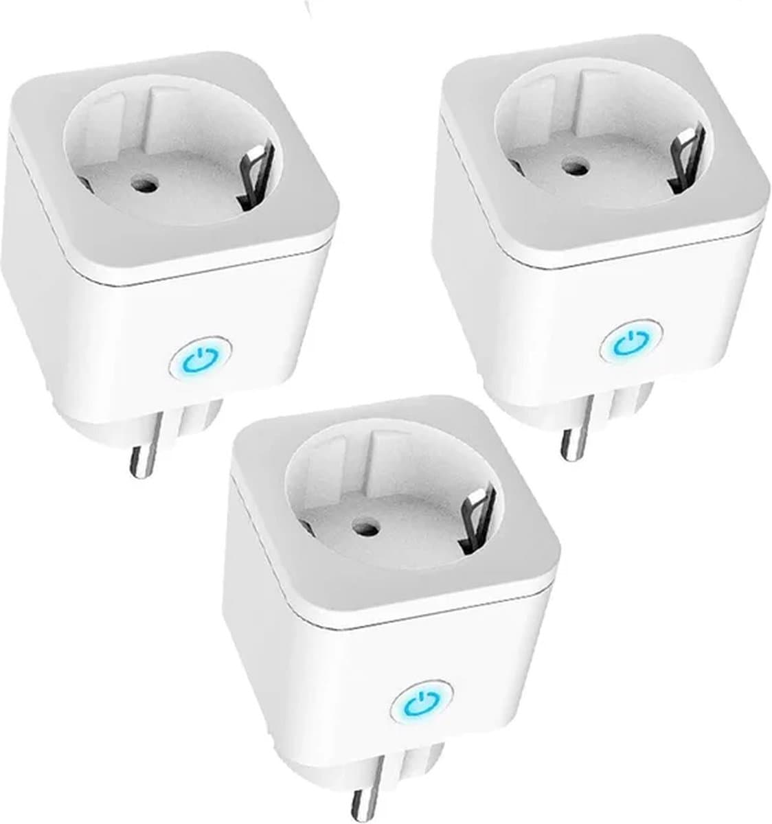 3 x Slimme stekker met wifi en Tuya-smartlife app wit. Smart plug Google Home & Amazon Alexa compatibel en smart things. Werkt met iOS en Android.