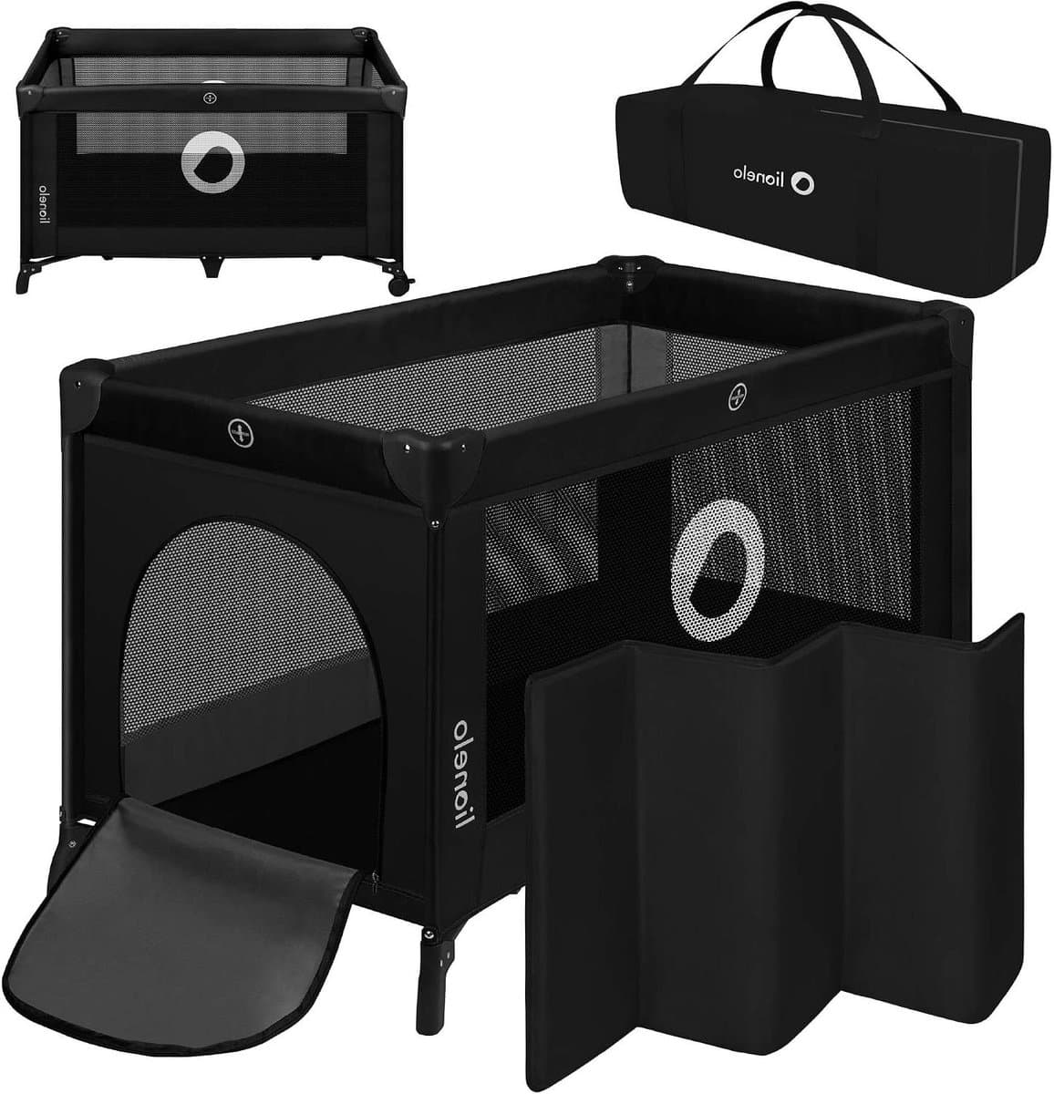 Reisbedje - Kinderledikant - Veilig Rusten - LockGuard Systeem - 120x60cm Matras - Zwart