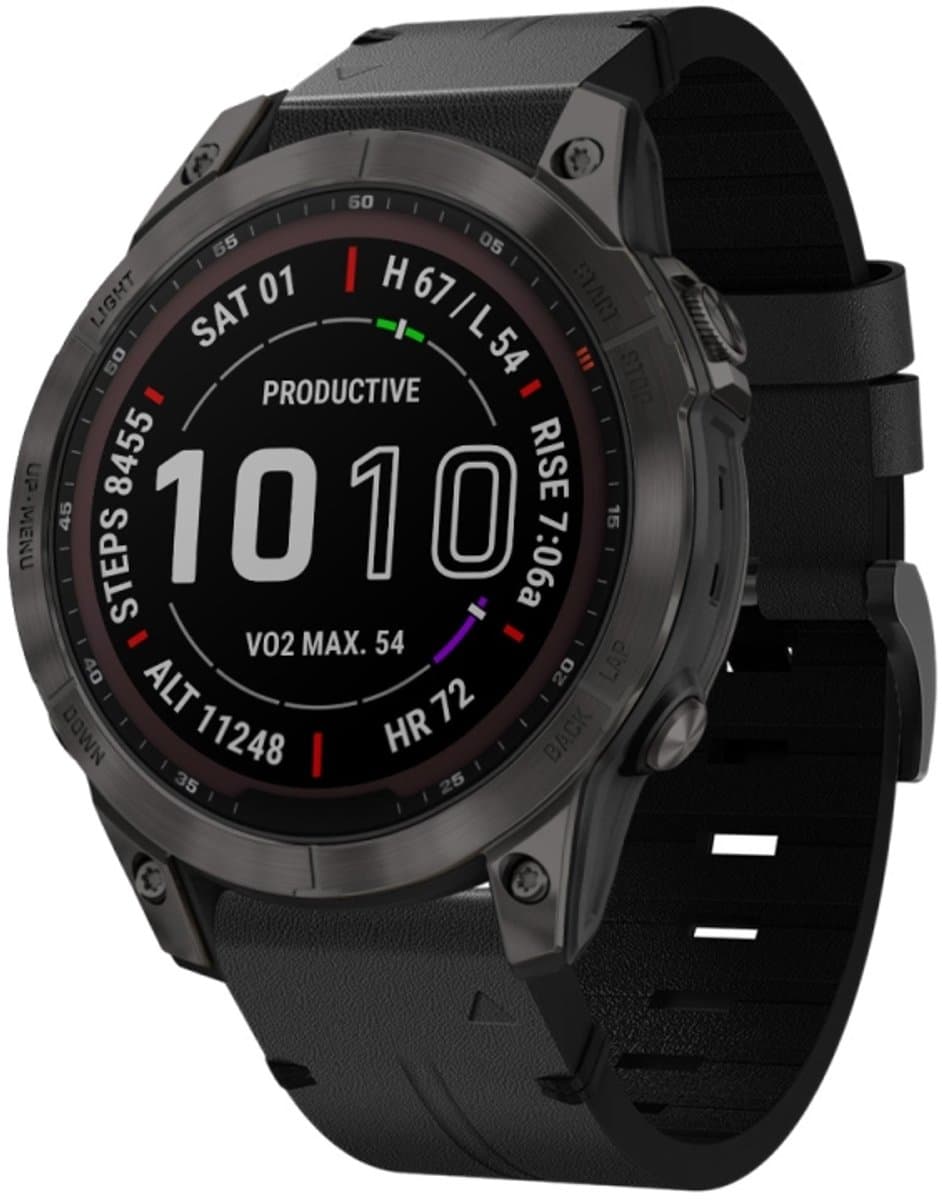 For Garmin Fenix 7 22mm Leather Steel Buckle Watch Band(Black)