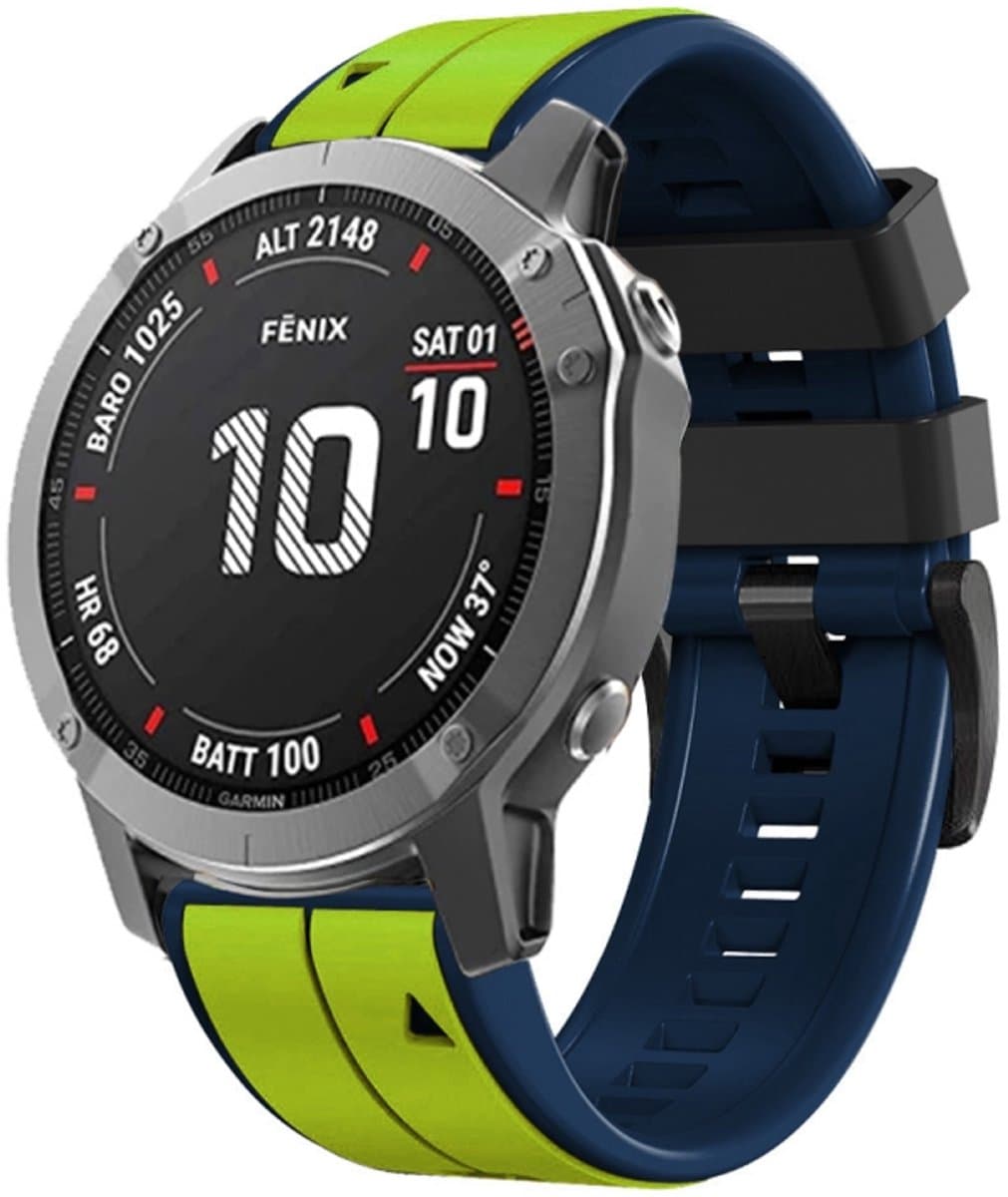 Voor Garmin Descent MK2 22 mm siliconen sport tweekleurige horlogeband (limoen + zwart)