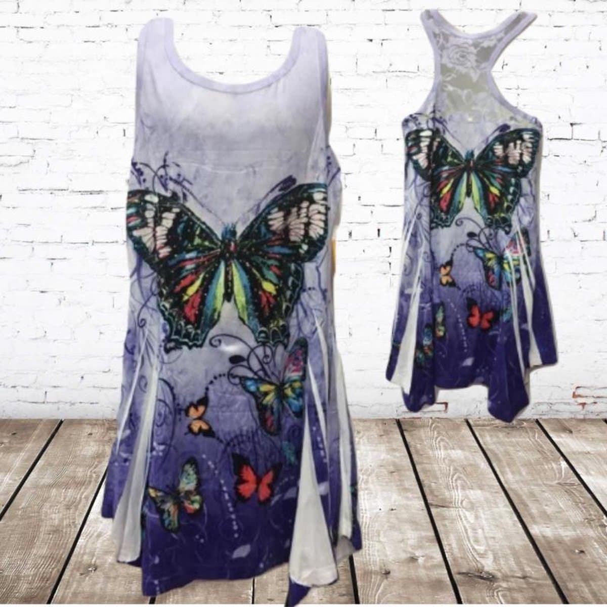 Zomerjurkje vlinder lila -Papillon-110/116-Kinderjurken