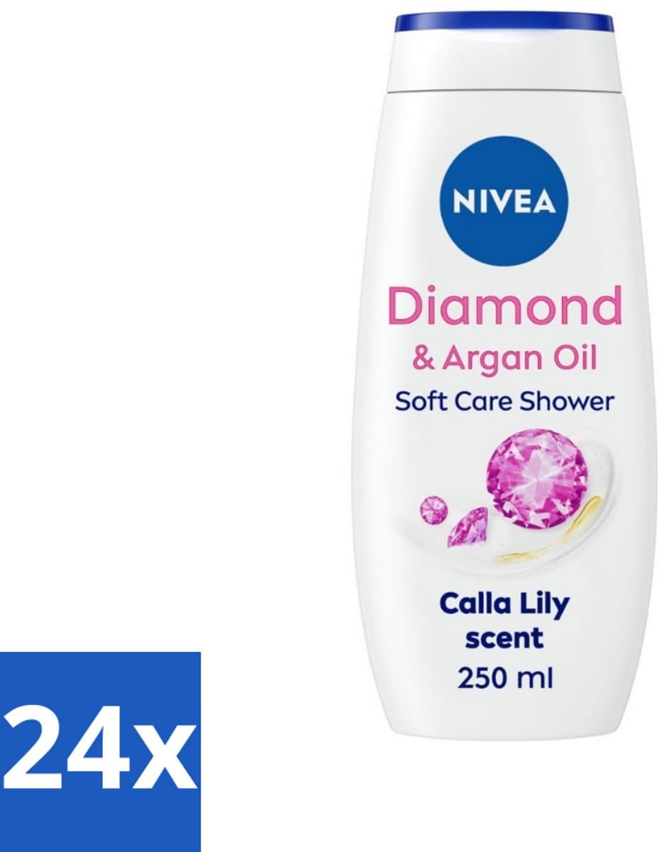 24 x Nivea - Diamond Touch Douchegel - Sensuele Leliegeur - 250 ml - Douchegel - Diamantpoeder - Witte Aronskelk - Hydratatie - Luxe Douchegel