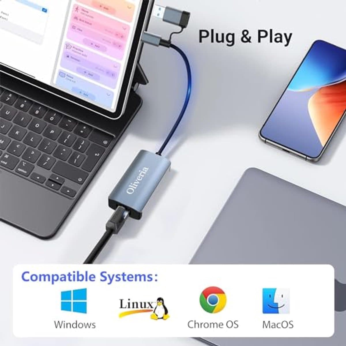 USB-C naar Ethernet Adapter - Gigabit Ethernet LAN 1000 Mbps Netwerkadapter