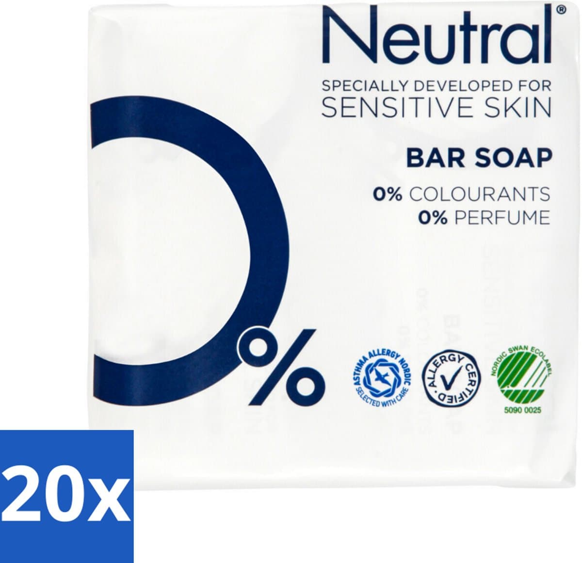 20 x Neutral Zeeptablet 2 x 100 gr - Gevoelige Huid - Droge Huid - Milde Zeep - PH-neutraal - Parfumvrij