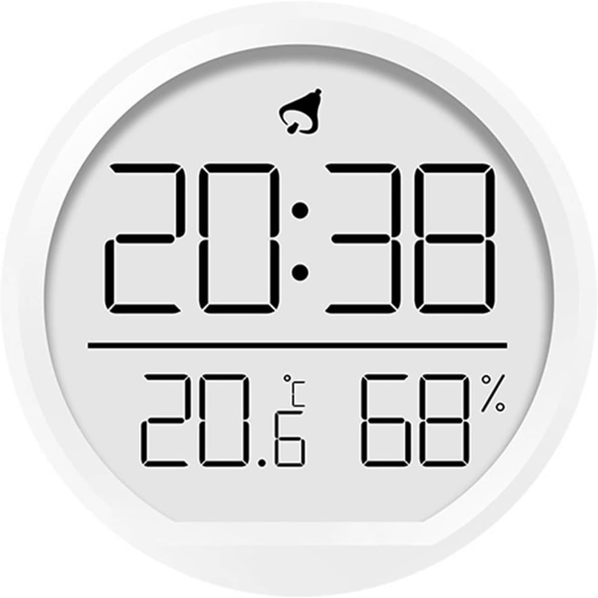 Ynkkvre - Digitale Klok met Temperatuur/Vochtigheid - Magnetische Wekker - Ultradun 1.6cm - Klimaat Monitor ±0.5°C - Drie Montage-opties - Stille Wekker - Voor Slaapkamer en Kantoor - Wit