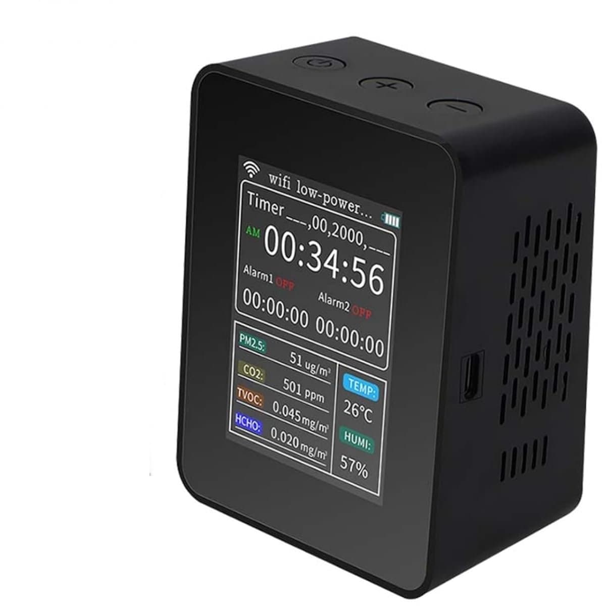 Luchtkwaliteitsmeter - Monitor Detector - Binnenlucht Meten - Multifunctioneel Gas Type - CO2 PM2.5 TVOC - Zwart