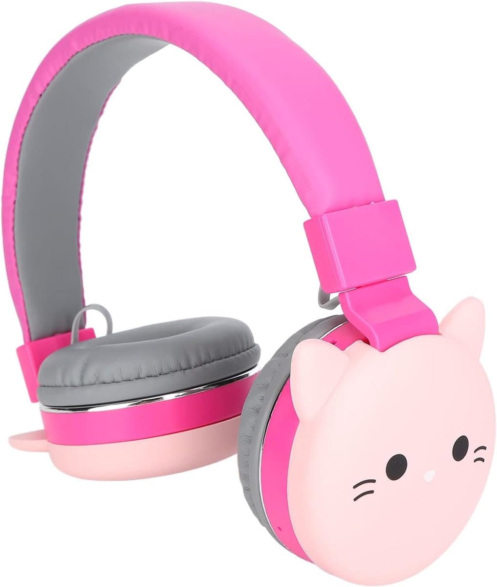 Kinderkoptelefoon - Koptelefoon met microfoon - Online leren - Drie muziekmodi - Opvouwbaar ontwerp - Roze