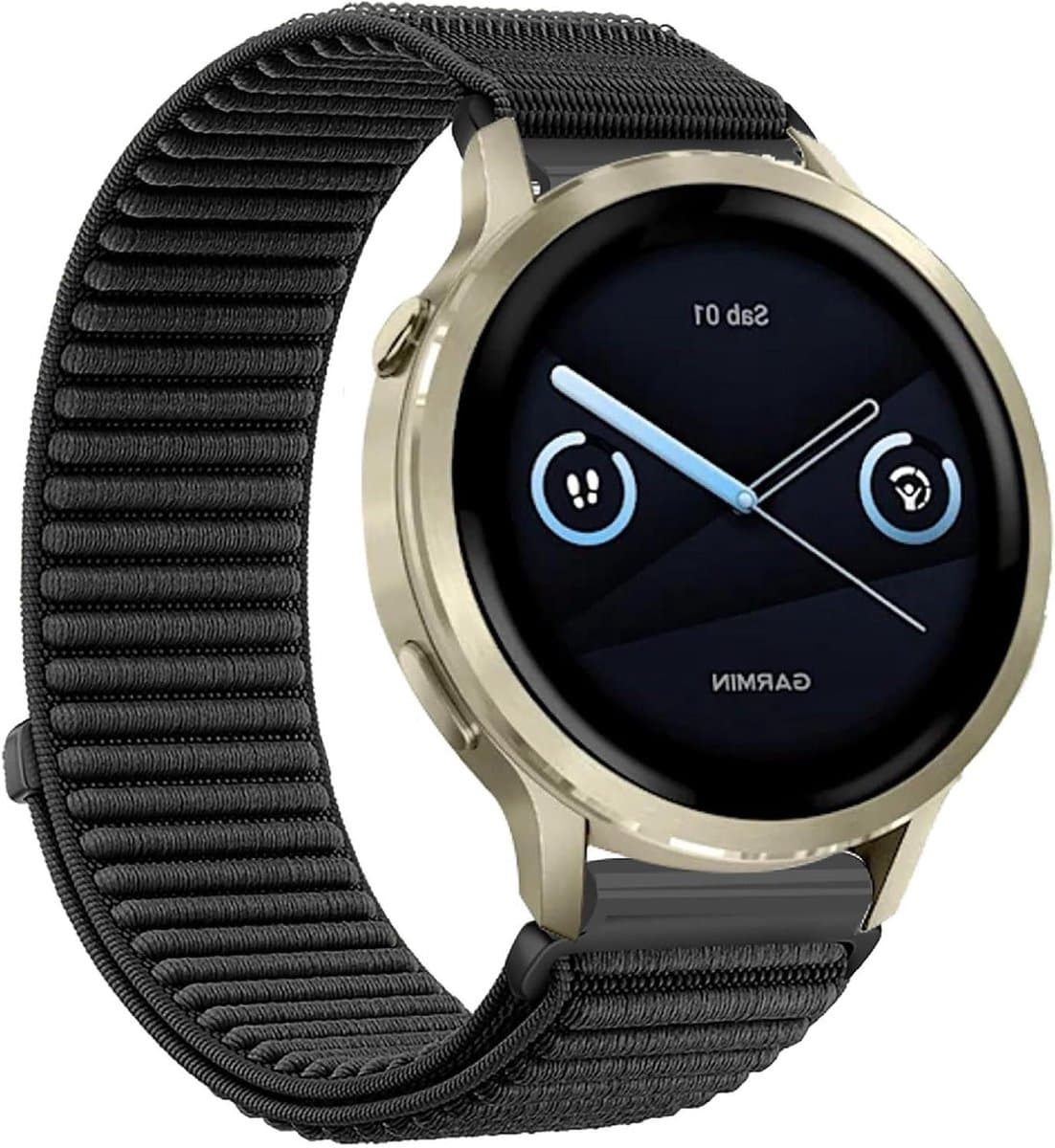 Sportband voor Garmin Venu 4 - Nylon horlogeband - Dagelijks gebruik - Ademend gevlochten nylon - 41 mm - Zwart