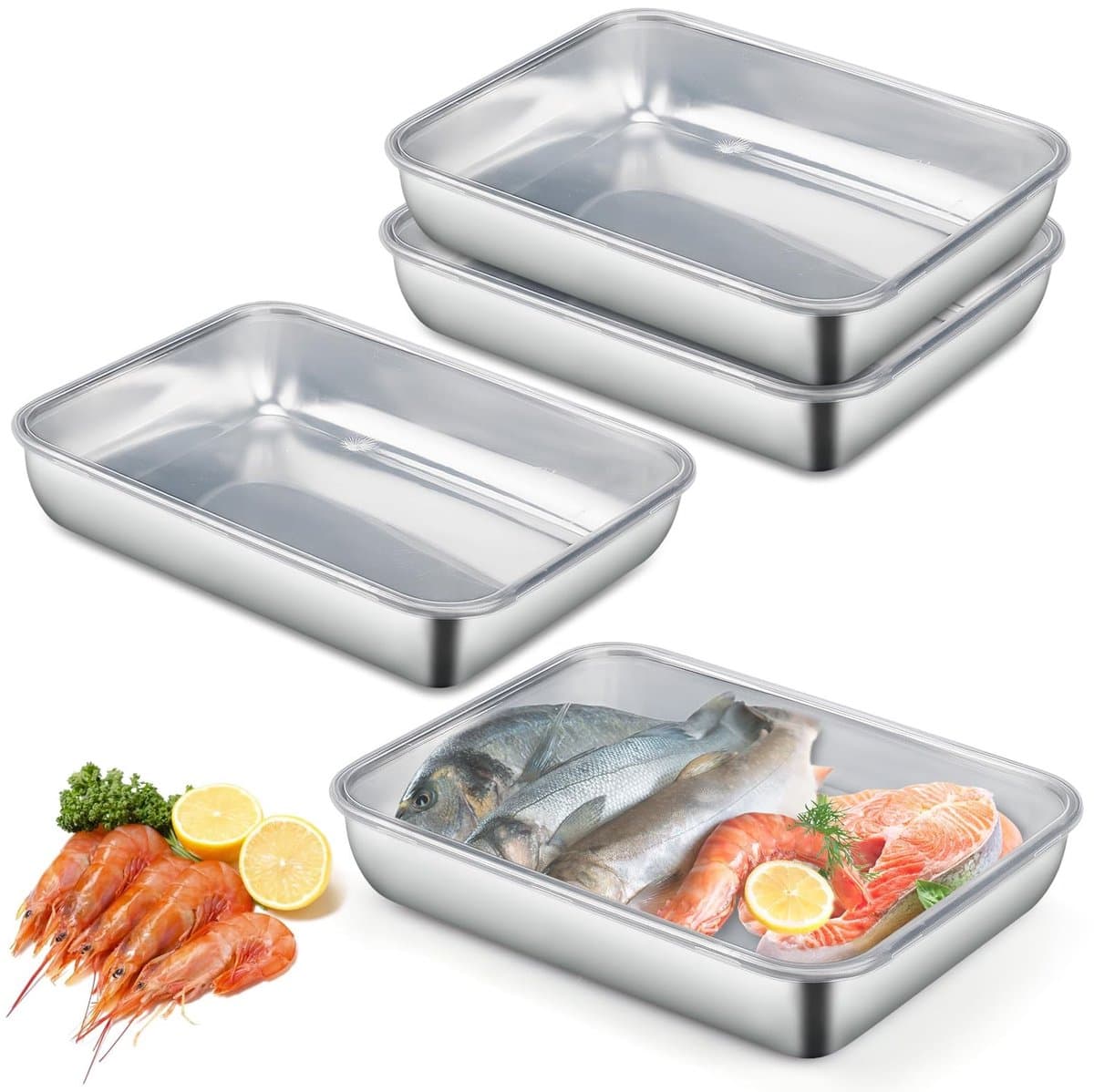 NTHProducts - Food Storage Containers - Bewaarboxen - Herbruikbaar en Luchtdicht - Groot Formaat - Ideaal voor Koelkast en Keuken - Set van 4 Stuks