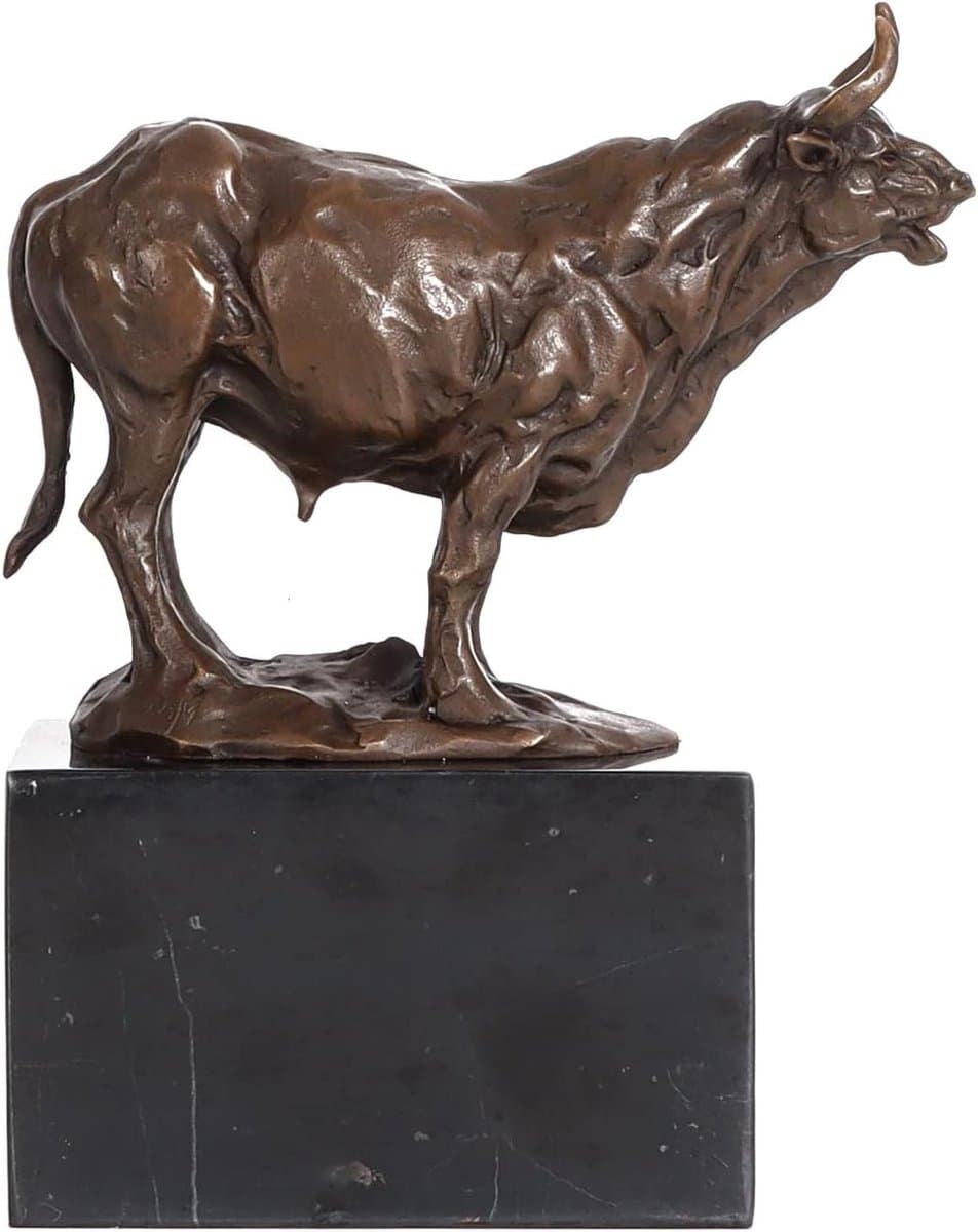 Bronzen Stier Beeldje - Dier Sculptuur - Woondecoratie - Verloren Was Techniek - 82 inch hoogte - Brons