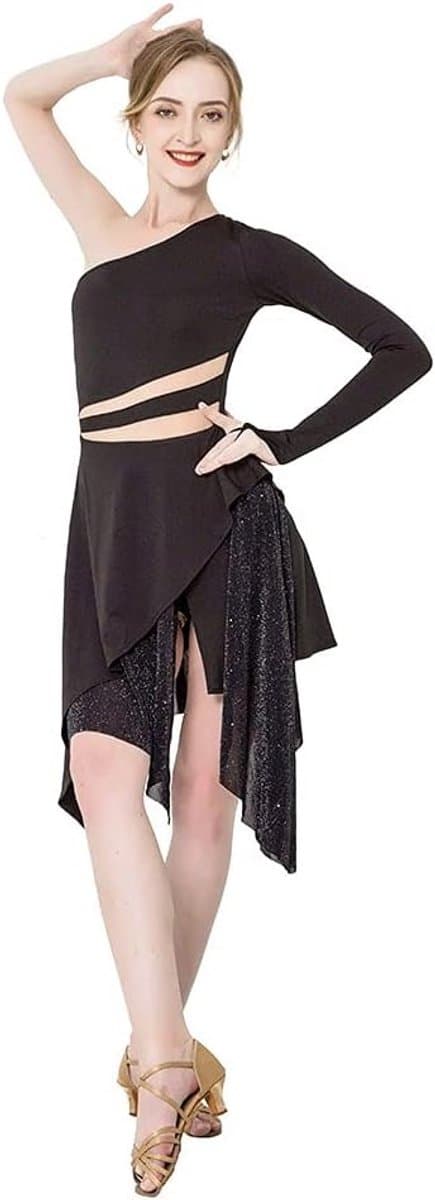 Elegante Latin Dansjurk voor Dames - Mesh Dansoutfit voor Salsa, Tango en Podiumoptredens