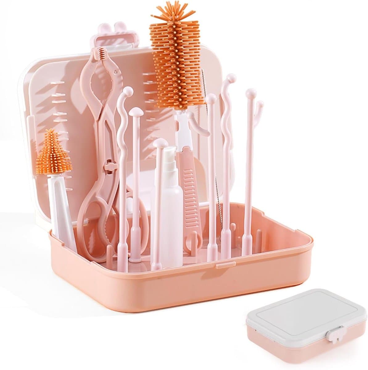 Complete Set voor het Droogrekken van Flessen met Borstel, Reisborstel en Hygiëneaccessoires voor Babyflessen (Groen)