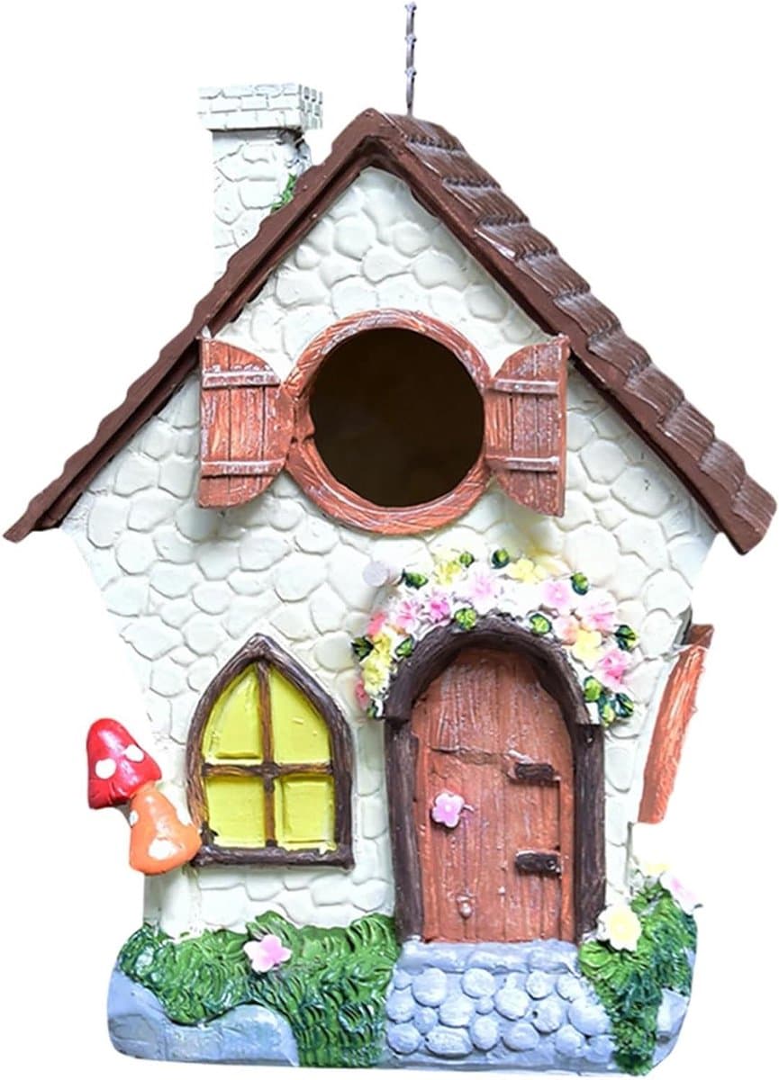 Vogelhuisje voor buiten - Nestkast ornament - Vogels aantrekken - Wind- en waterdicht - 21 cm hoog - Decoratief