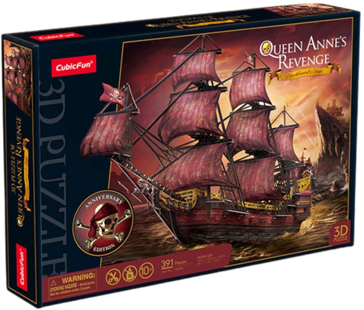 CUBIC FUN 3D Puzzel Queen Anne's Revenge - 30 cm, Nostalgie en Geschiedenis