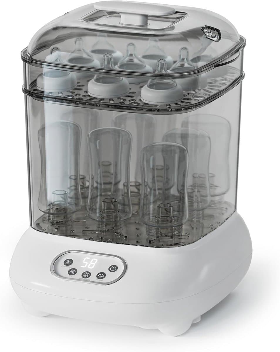 Elektrische Stoomsterilisator voor Babyflessen met Droogfunctie - Grote Capaciteit voor 9 Flessen en Accessoires