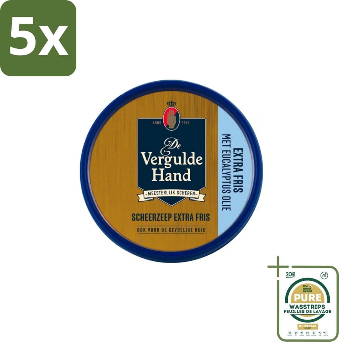 5 x Vergulde Hand - Scheerzeeptablet - Extra Fris - 75 gr - Grootverpakking - Koffiezetapparaat