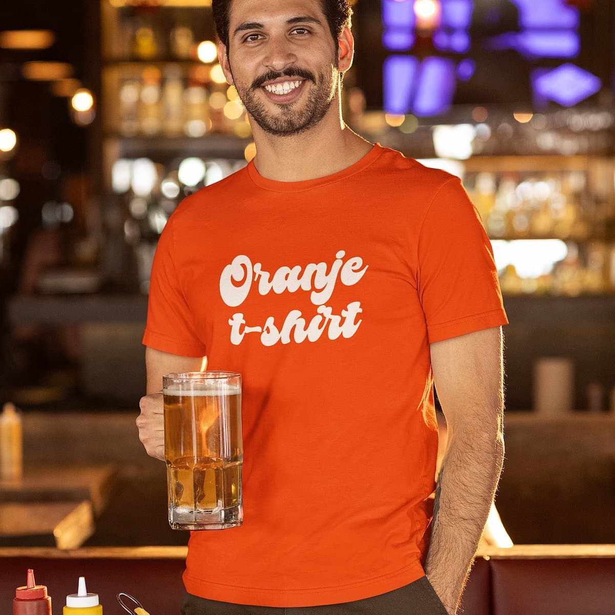 Oranje Koningsdag WK & EK T-shirt - Maat M - Tekst Oranje T-shirt - Heren Feestkleding & Carnavalskleding