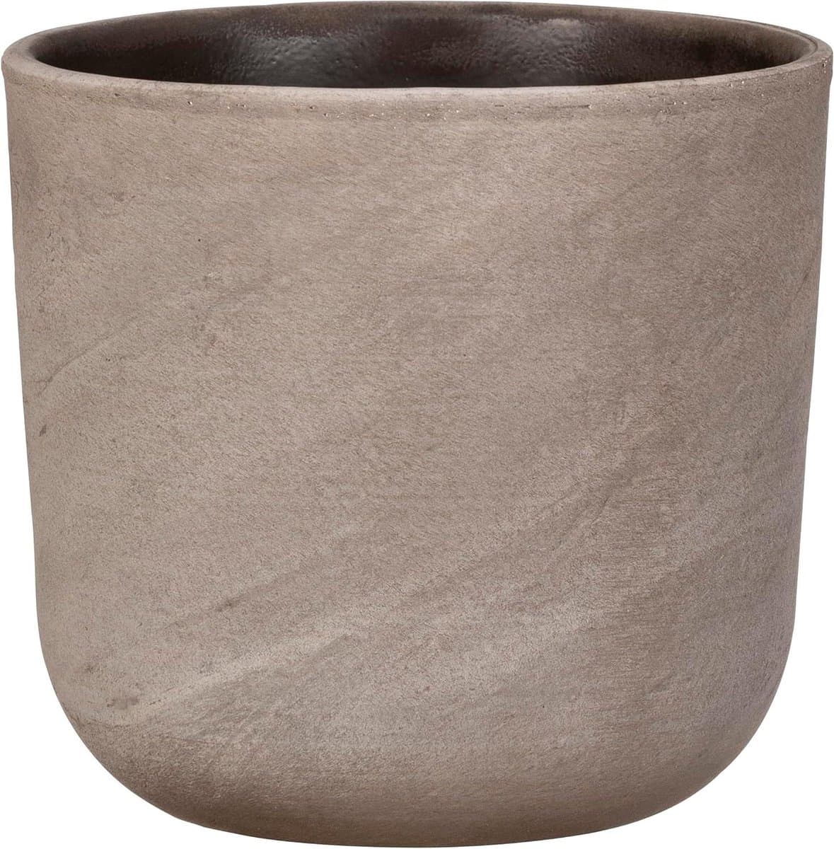 Keramische Bloempot - Aardewerk Pot - Planten Verpotten - Duurzaam Geproduceerd - Diameter 18 cm - Travertino