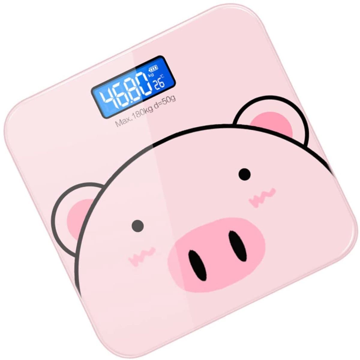 Digitale Personenweegschaal - Lichaamsanalyse Meter - Gezondheid Monitoren - Schattig Cartoondesign - 29 x 29 x 4 cm