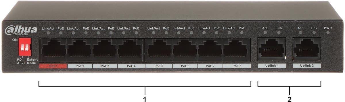 Dahua - PFS3010 Serie - PoE Switch - 8 Poorten - Geen Beheer