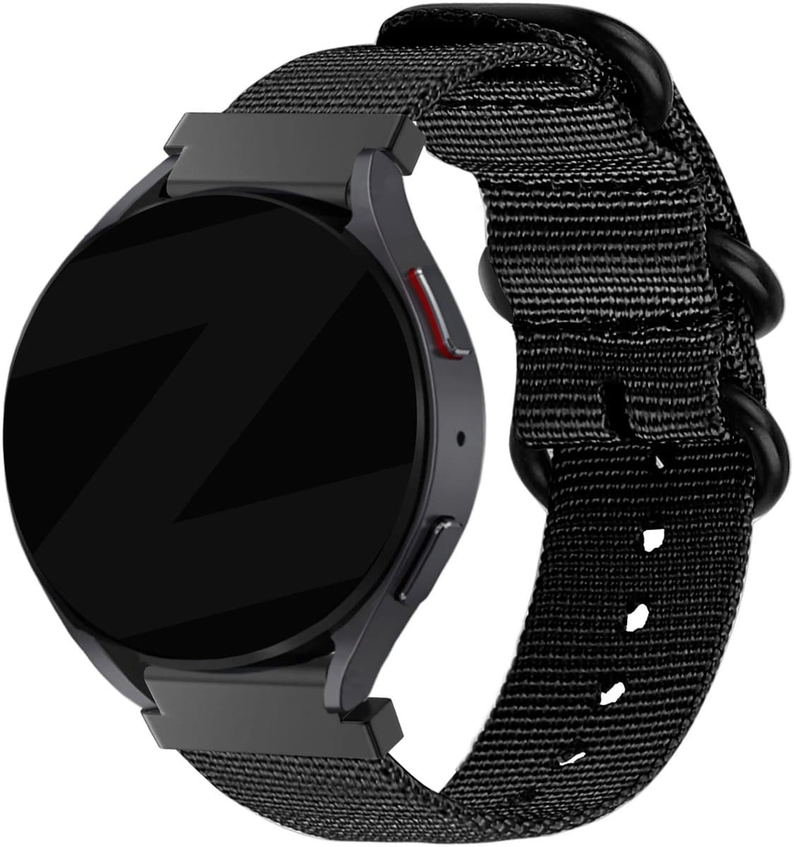 Bandz Hoogwaardige nylon band met gespsluiting- geschikt voor Garmin Vivoactive 6 / 5 / 3 / Vivomove HR / Style / Luxe / Sport / Trend / Forerunner 645 / 245 / 165 / 55 / Approach S12 / S40 / S42 / S44 / S50 (zwart)