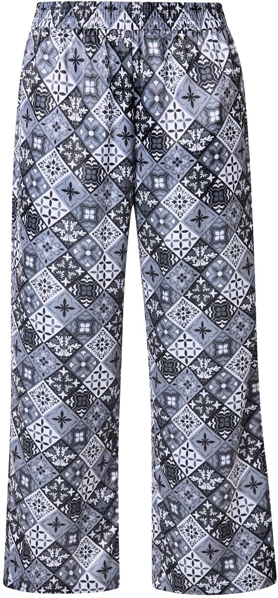 Angel of Style - Dames - Broek wijde pijpen satijn met opdruk - Sneeuwwit - Maat 58