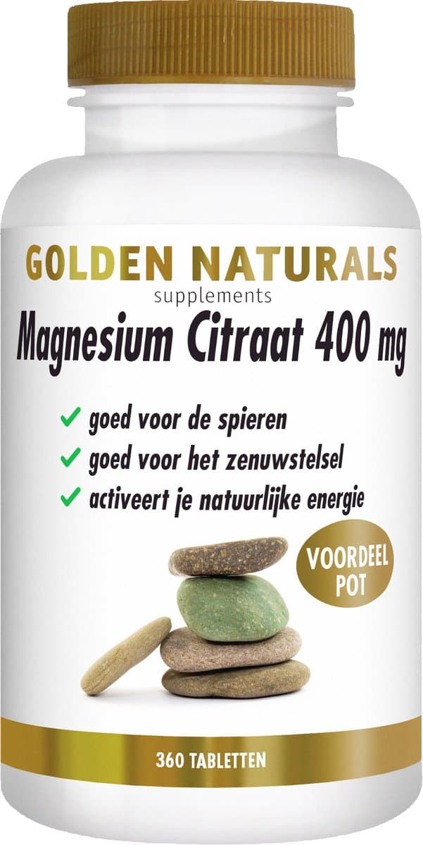 Golden Naturals Magnesium Citraat 400mg (360 veganistische tabletten)