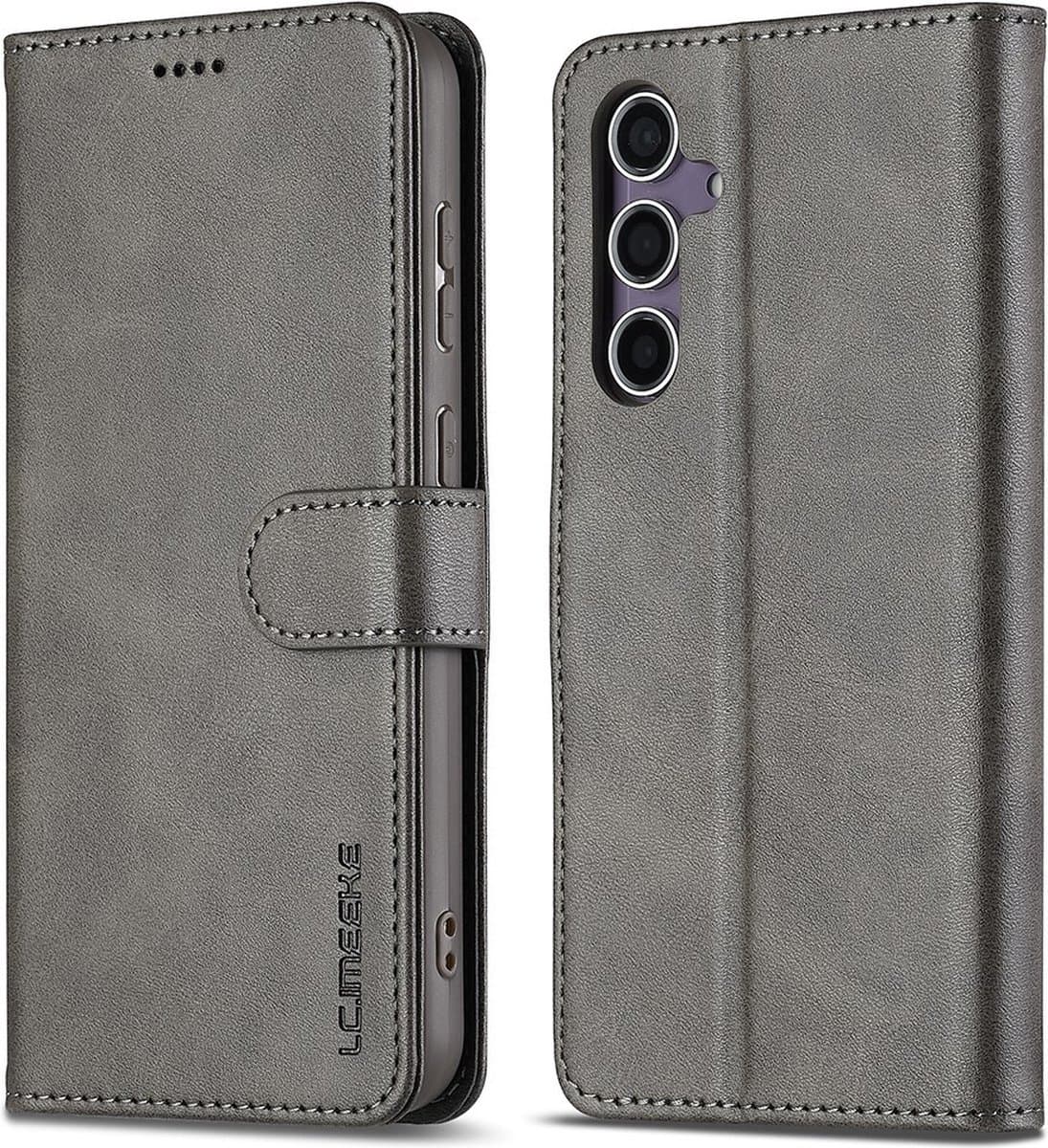 LC.IMEEKE Hoesje - Geschikt voor Samsung Galaxy A16 Hoesje - LC.IMEEKE Luxe Book Case - Grijs